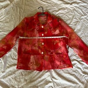 Bright pink sheer blouse, size PL